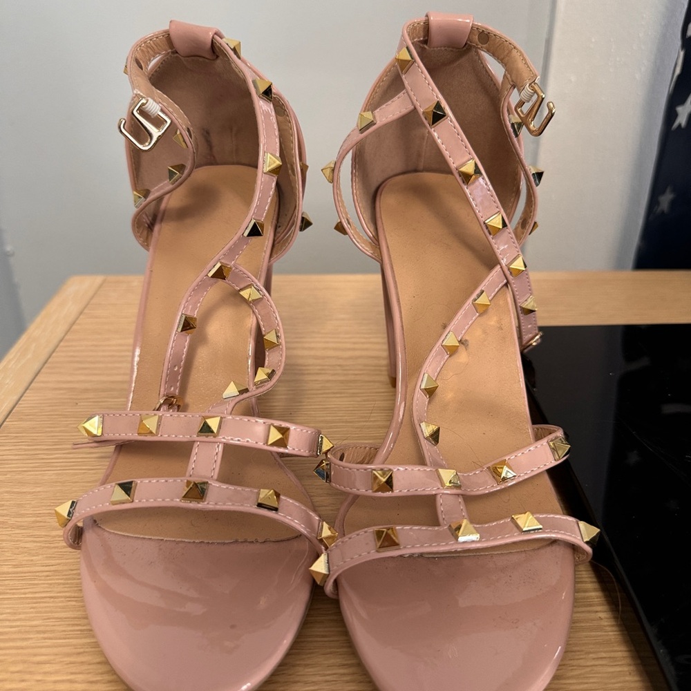 Studded Pink Strappy Heels